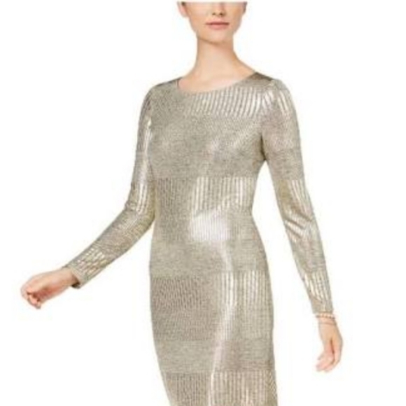 Jessica Howard Dresses & Skirts - Nwot Jessica howard  striped metalic gold  knee length  cocktail evening dress